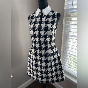 Alice + Olivia Black and White Houndstooth Mini Dress